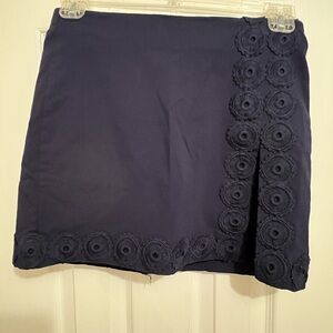 Crown & Ivy Navy Mini Skort with Floral Detailing